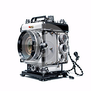 retro film photo camera isolated on a white background.