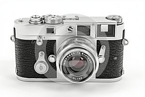 Retro film photo camera on a white background Ai photo