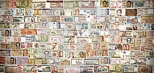 Retro filtered banknotes from all over the world