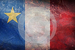 retro flag of French ancestry Acadians with grunge texture. flag representing ethnic group or culture, regional authorities. no