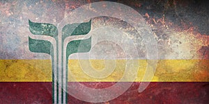 retro flag of French ancestry Franco Manitobans with grunge texture. flag representing ethnic group or culture, regional