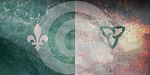 retro flag of French ancestry Franco Ontarians with grunge texture. flag representing ethnic group or culture, regional