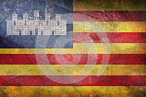 retro flag of Ibero Romance peoples Balearic people with grunge texture. flag representing ethnic group or culture, regional photo