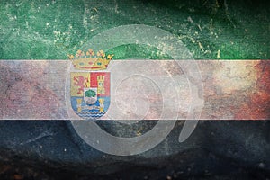 retro flag of Ibero Romance peoples Extremadurans with grunge texture. flag representing ethnic group or culture, regional photo