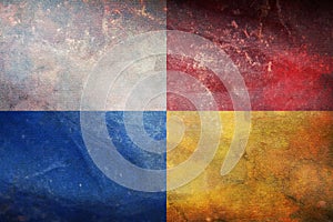 retro flag of Ibero Romance peoples Pan Iberian with grunge texture. flag representing ethnic group or culture, regional photo