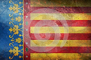 retro flag of Ibero Romance peoples Valencians with grunge texture. flag representing ethnic group or culture, regional