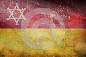 retro flag of Jewish peoples Sephardi Jews with grunge texture. flag representing ethnic group or culture, regional authorities. photo