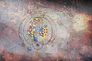 retro flag of Kingdom of the Two Sicilies 1816, Europe with grunge texture. flag representing extinct country, ethnic group or