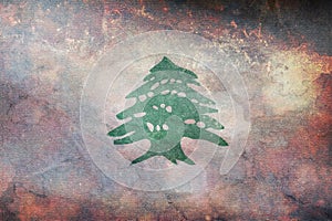 retro flag of Middle Eastern ethnoreligious groups Maronites with grunge texture. flag representing ethnic group or culture, photo