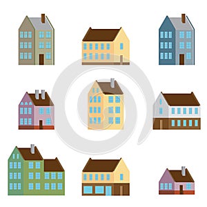 Retro Flat House Icons and Symbols set vector