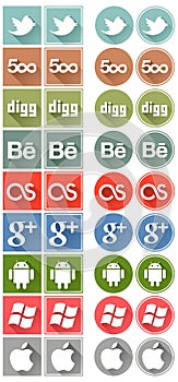 Retro flat social media icons set 2