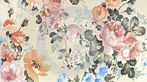 Retro Floral Pattern Fabric Background Vintage Style