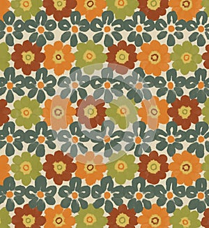 Retro flower power, pattern background