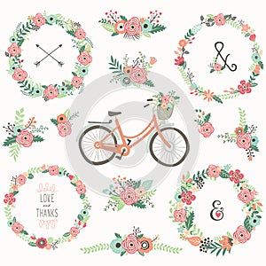 Retro Flower Wreath Bicycles