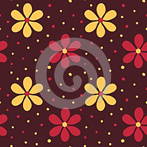 Retro Flowers and Dots Background