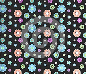 Retro  flowers over black background