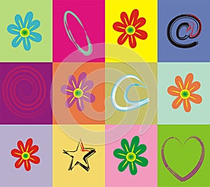 Retro flowers patchwork