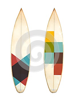 Retro foam short board surfboard isolated on white with clipping path for object