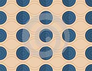 Retro fold blue circles on waves