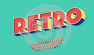 Retro font 3d bold style trendy typography