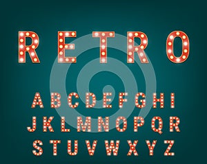 Retro font with light bulbs