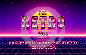 Retro font set collection, letters and numbers symbol. Vector