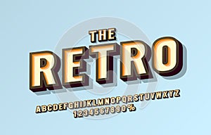 Retro font set collection, letters and numbers symbol. Vector