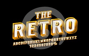 Retro font set collection, letters and numbers symbol. Vector illustration