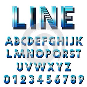 Retro font template. Set of letters and numbers lines design