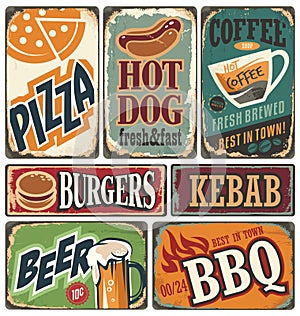 Retro food posters and design elements