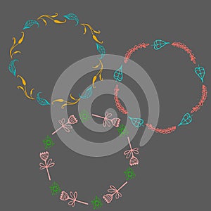 Retro frames and headers. Vintage, decoration, decor element, wedding.