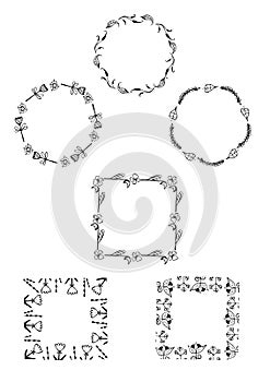 Retro frames and headers. Vintage, decoration, decor element, wedding.