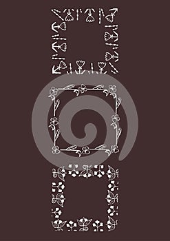 Retro frames and headers. Vintage, decoration, decor element, wedding.