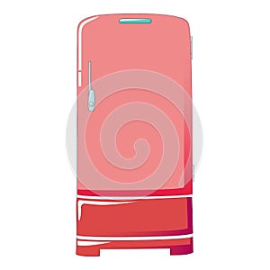 Retro fridge icon, cartoon style
