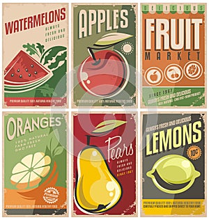 Retro fruit poster designs. photo