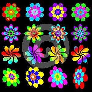 Retro funky flower collection