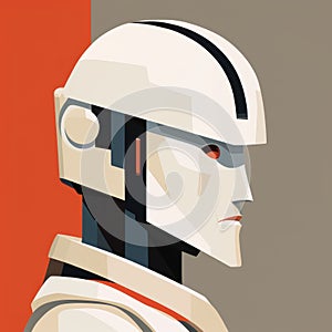 Retro-futuristic Robot Soldier Painting With Minimalist Design