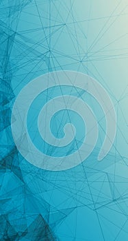 Abstract Blue Plexus Polygons on White Gradient Skyscraper Banner Background