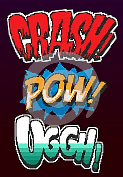 Retro game pixel words