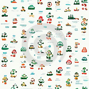 Retro game seamless pattern, generative ai