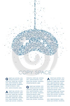 Retro Gamepad or joypad shape Particle Geometric Circle dot pixel pattern, Esports game controller design blue color illustration