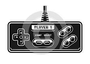 Retro gamepad vector black object isolated