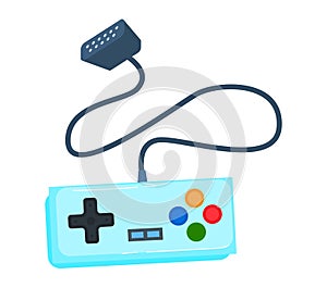 Retro gamepad vector illustration on white background. Classic controller for videogames, nostalgia in gaming