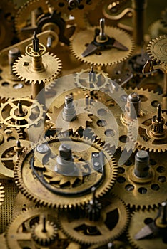 Retro gears and cogs mechanism closeup