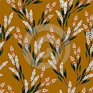 Retro Gemetric meadow flowers seamless pattern in small scale modern style design for fashion,fabric,prints,web,wallpaper ,and all