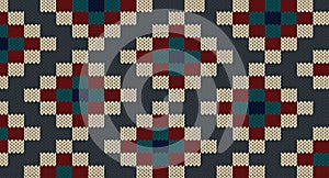 Retro geomatric on gray knitted pattern, Festive Sweater Design