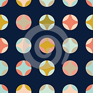 Retro geometric circles on dark grey seamless pattern. photo