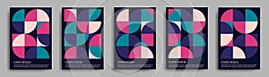 Retro geometric covers design vector set