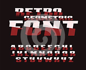 Retro geometric font. Vector cut letters with unusial serifs. Modern alphabet for digital art, tattoo salon, retro game