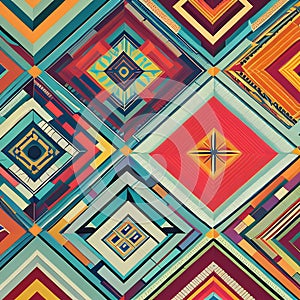 494 Retro Geometric Patterns: A retro and vintage-inspired background featuring retro geometric patterns in retro colors that ev